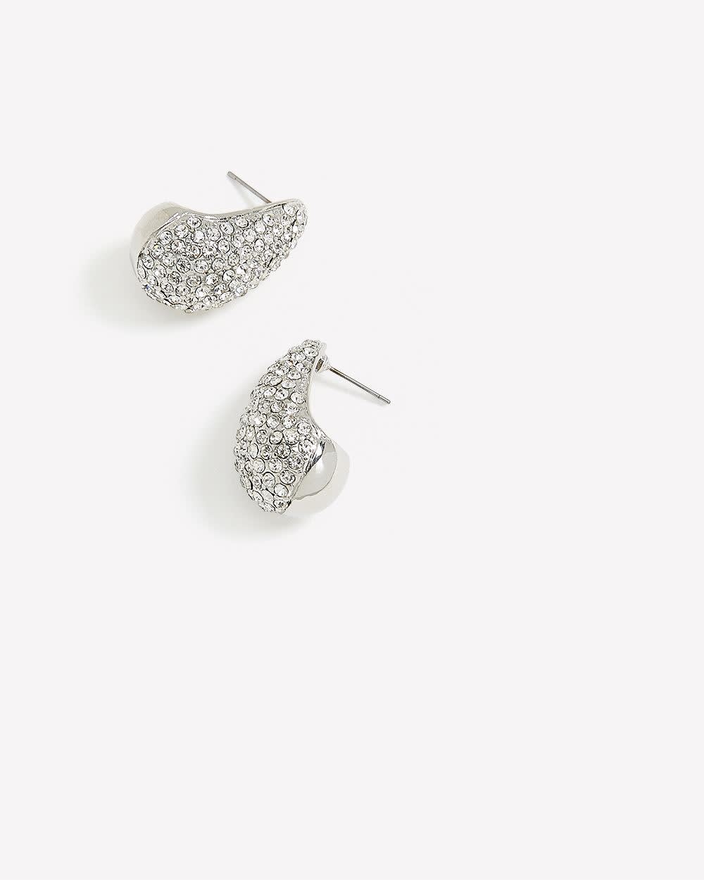 Rhinestone Tear Drop Shape Earrings - Addition Elle Silver 1 Rhinestone Tear Drop Shape Earrings - Addition Elle Silver