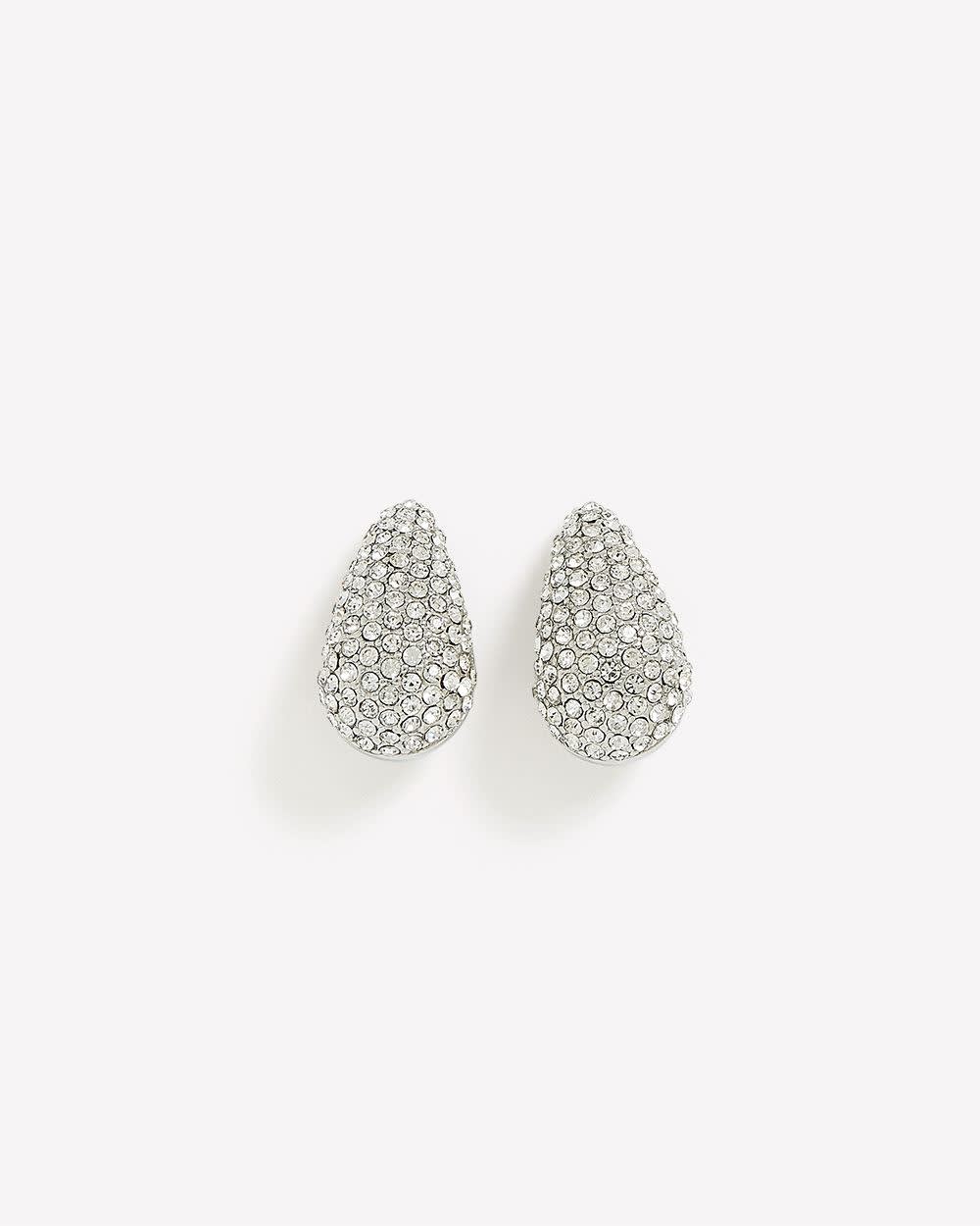 Rhinestone Tear Drop Shape Earrings - Addition Elle Silver 2 Rhinestone Tear Drop Shape Earrings - Addition Elle Silver