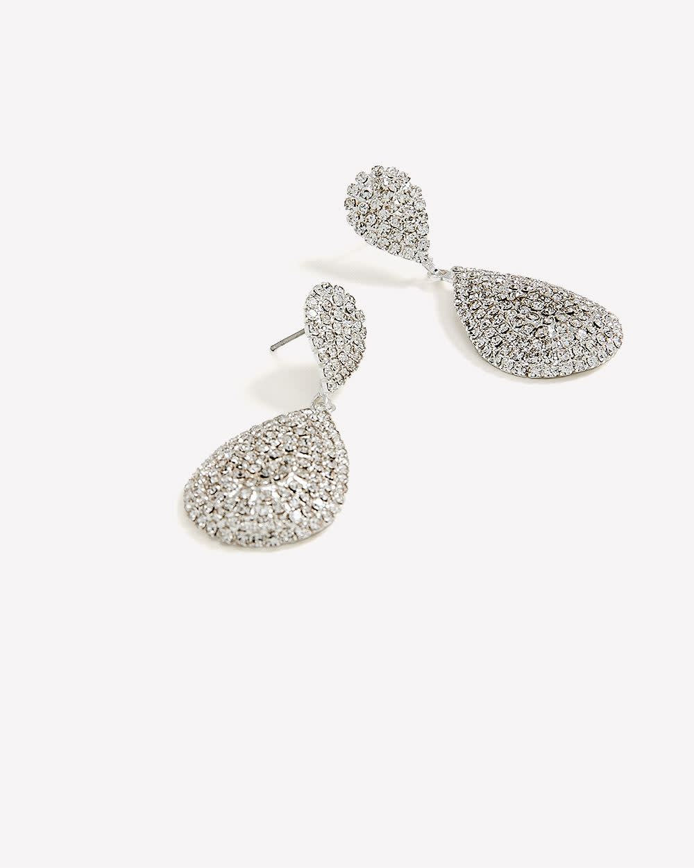 Rhinestone Tear Drop Shape Earrings Silver 1 Rhinestone Tear Drop Shape Earrings Silver