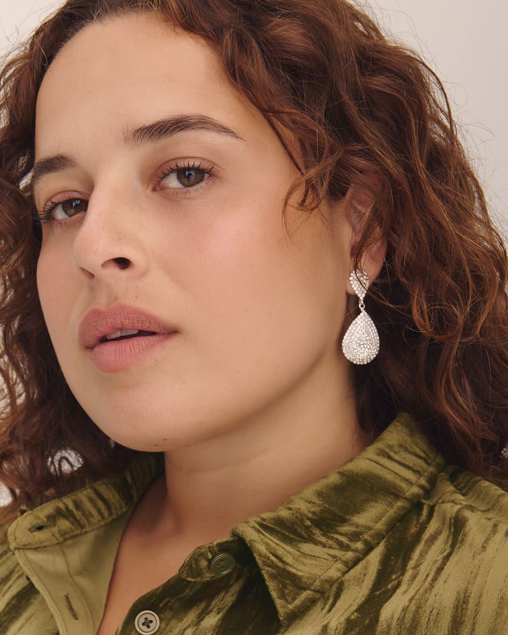 Rhinestone Tear Drop Shape Earrings Silver 3 Rhinestone Tear Drop Shape Earrings Silver