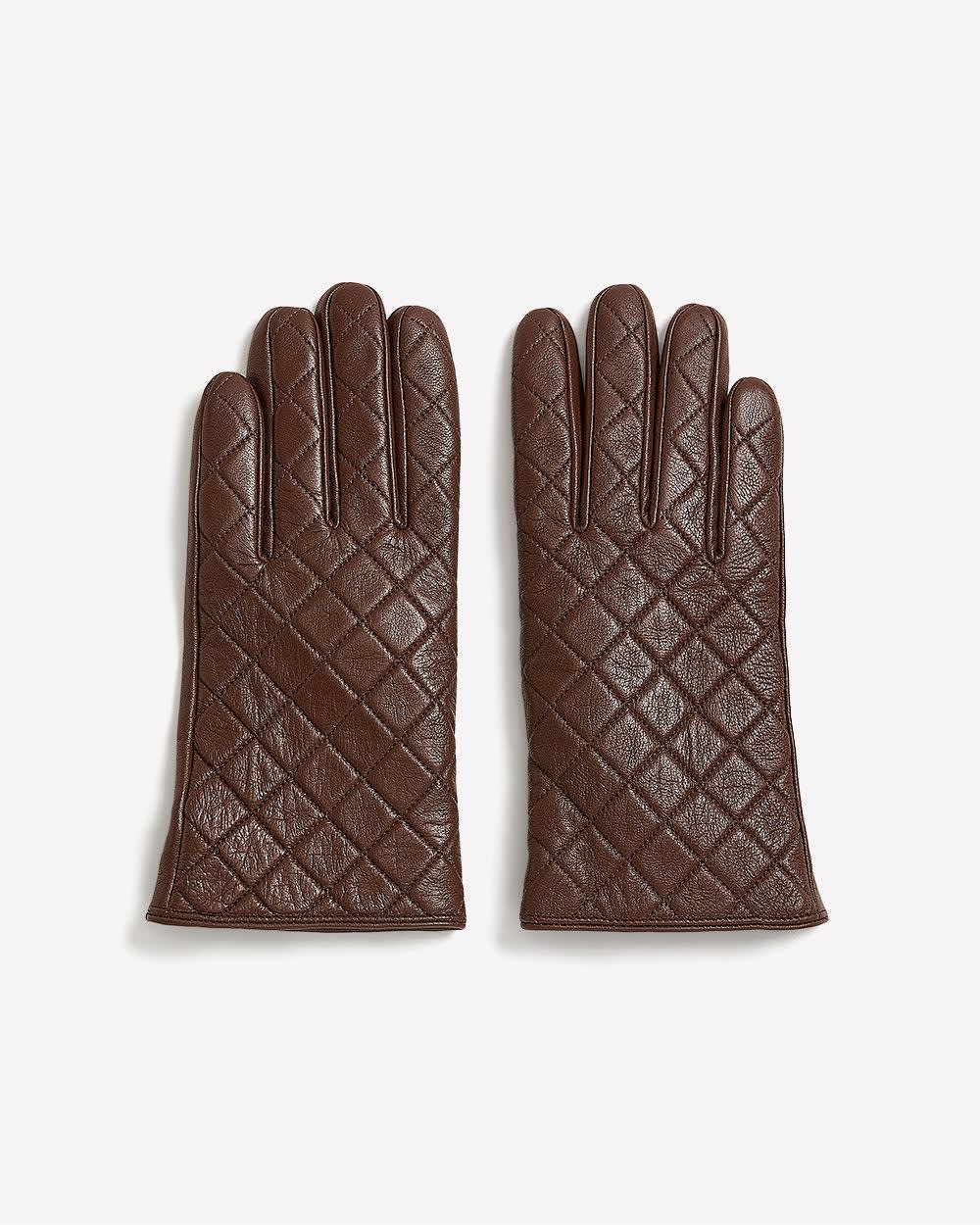 Quilted Leather Gloves Camel-