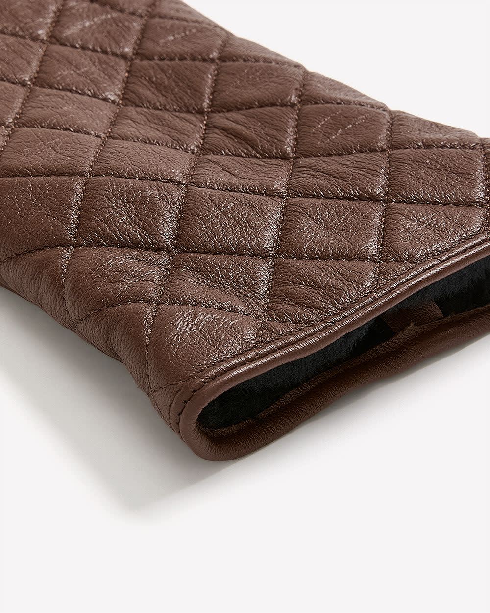 Quilted Leather Gloves Camel-