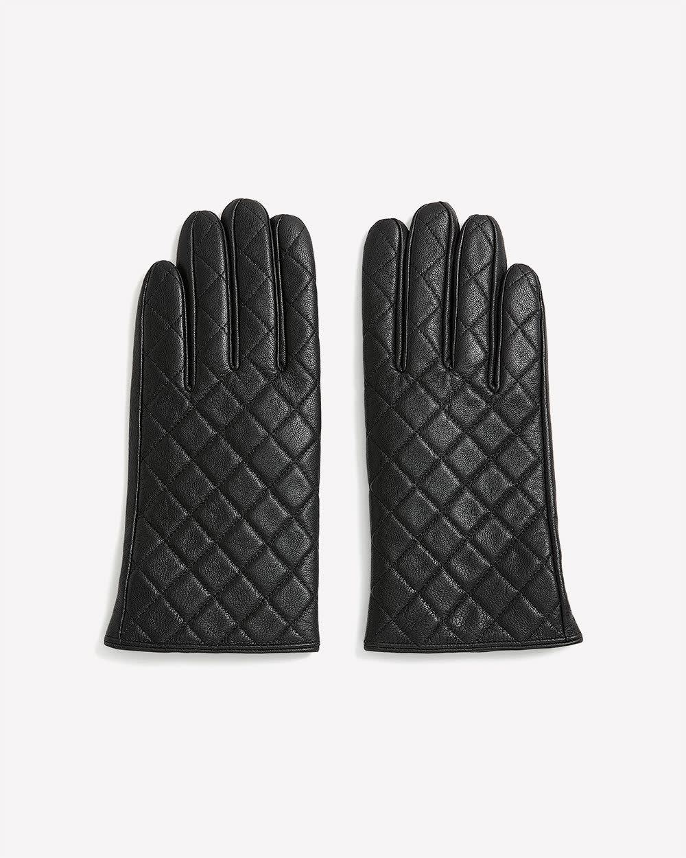Quilted Leather Gloves Black