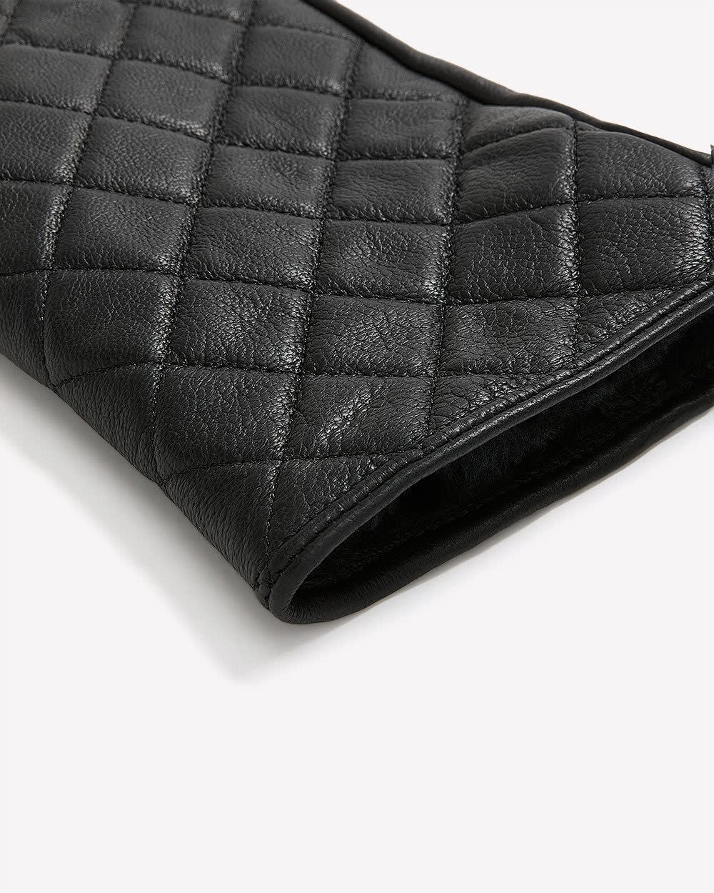 Quilted Leather Gloves Black