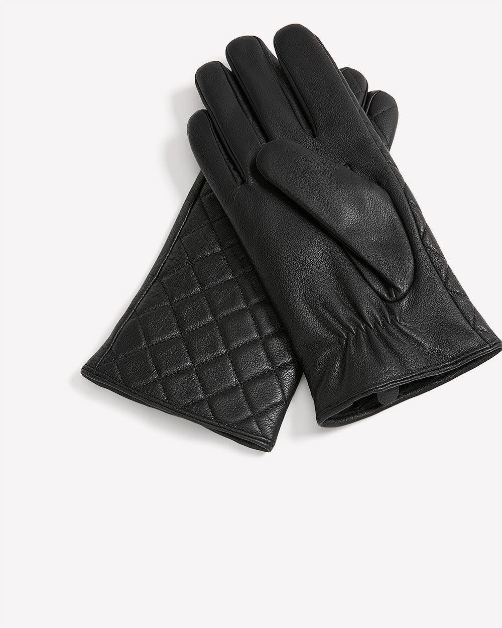 Quilted Leather Gloves Black 3 Quilted Leather Gloves Black