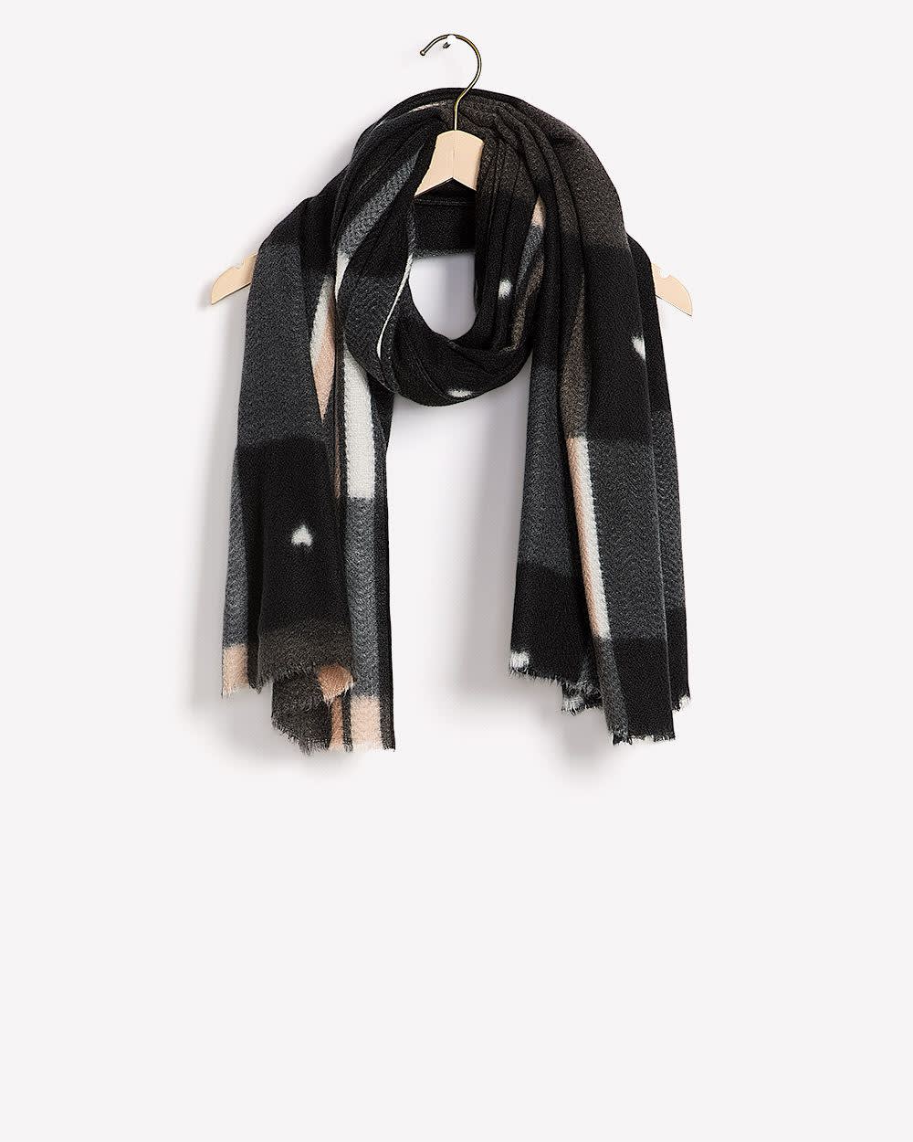 Large Plaid Scarf with Hearts Neutral combo