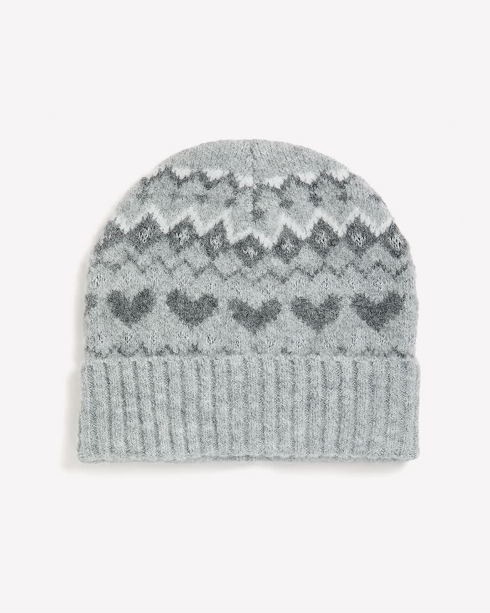 Heart Jacquard Beanie Med Grey Heather