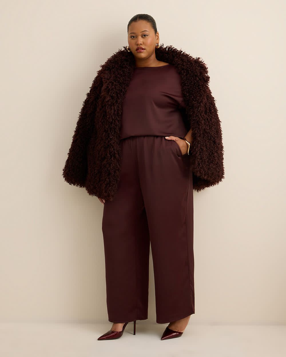 Satin Wide-Leg Pant Port royale
