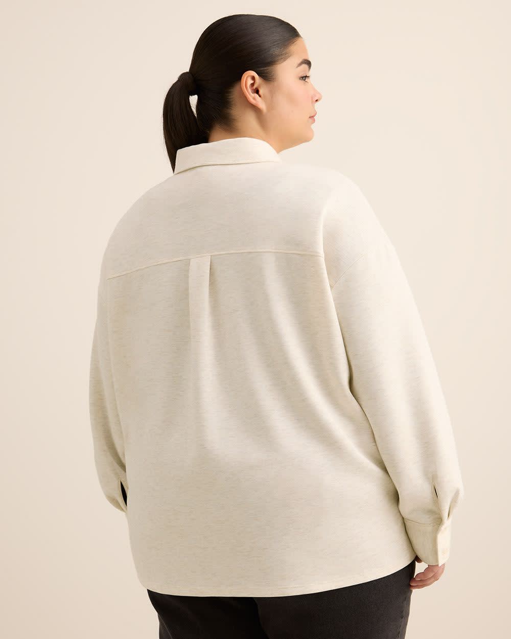 Buttoned-Down Stretch Knit Shirt Snow white 3 Buttoned-Down Stretch Knit Shirt Snow white