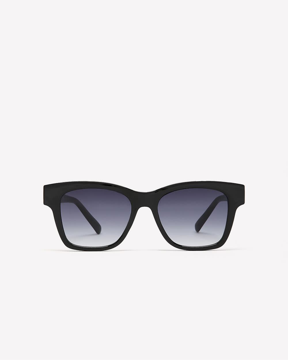 Black Round Sunglasses with Golden Arm Detail Black