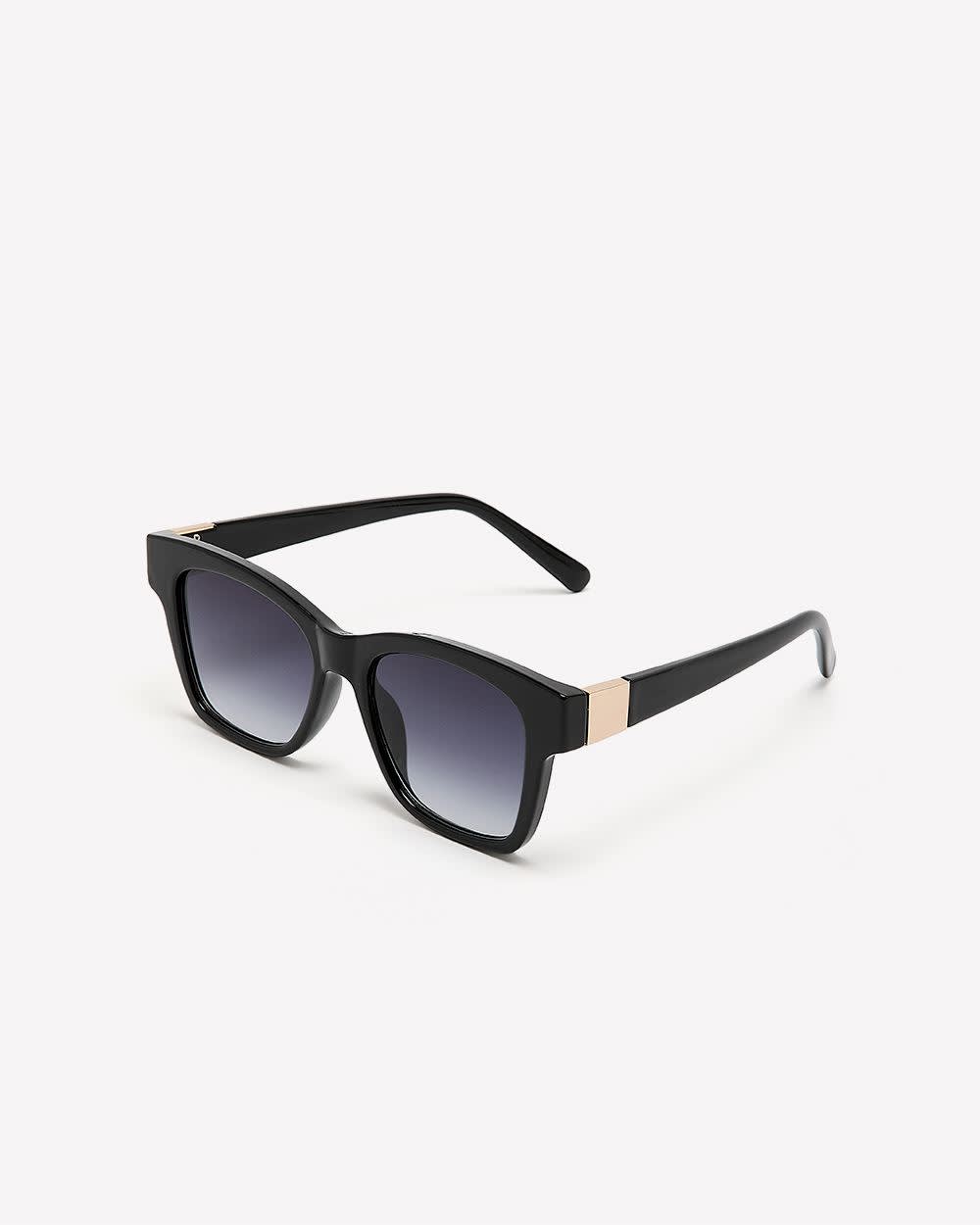Black Round Sunglasses with Golden Arm Detail Black