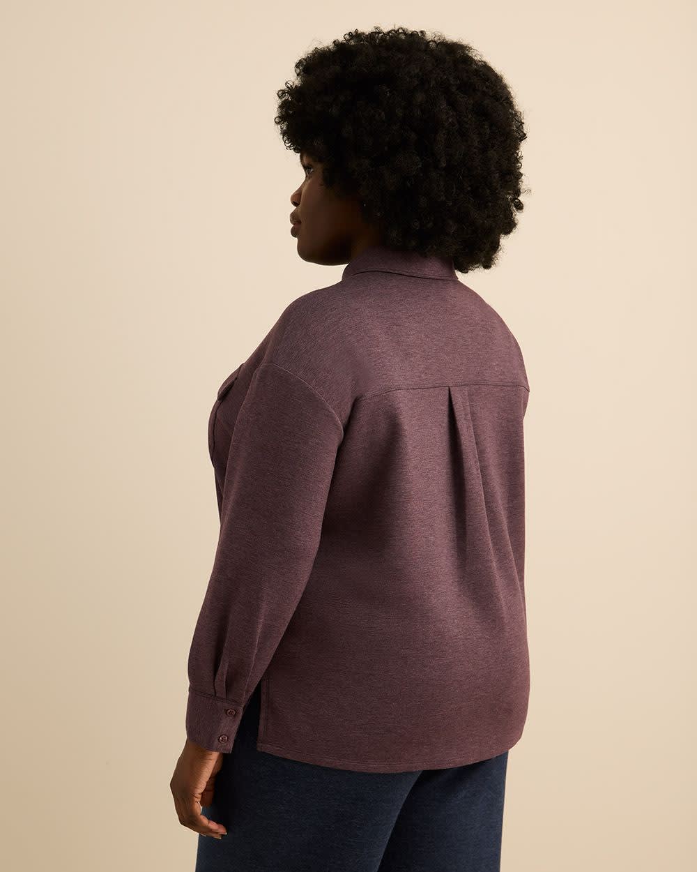 Buttoned-Down Stretch Knit Shirt Plum wine 3 Buttoned-Down Stretch Knit Shirt Plum wine