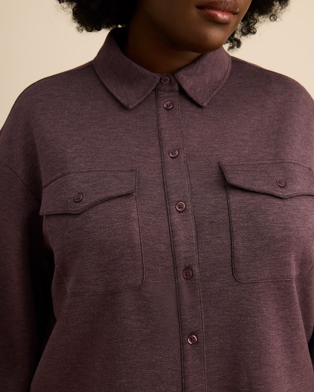 Buttoned-Down Stretch Knit Shirt Plum wine 5 Buttoned-Down Stretch Knit Shirt Plum wine