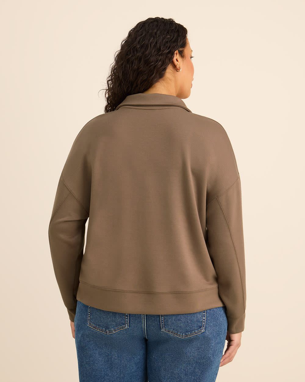 Long-Sleeve Zippered Mock-Neck Top Coffee quartz 3 Long-Sleeve Zippered Mock-Neck Top Coffee quartz