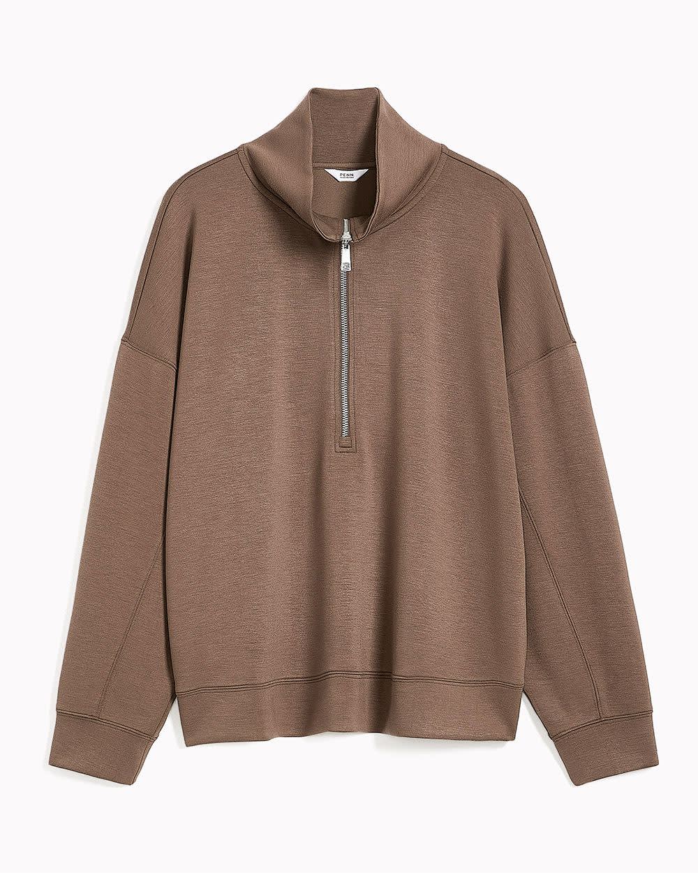 Long-Sleeve Zippered Mock-Neck Top Coffee quartz 6 Long-Sleeve Zippered Mock-Neck Top Coffee quartz