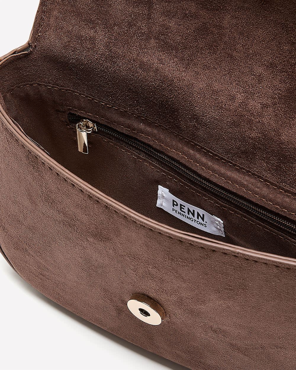 Brown Faux-Suede Embellished Handbag Chicory coffee