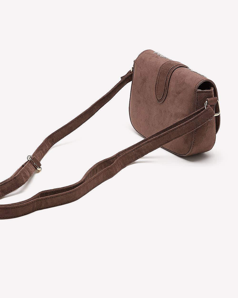 Brown Faux-Suede Embellished Handbag Chicory coffee