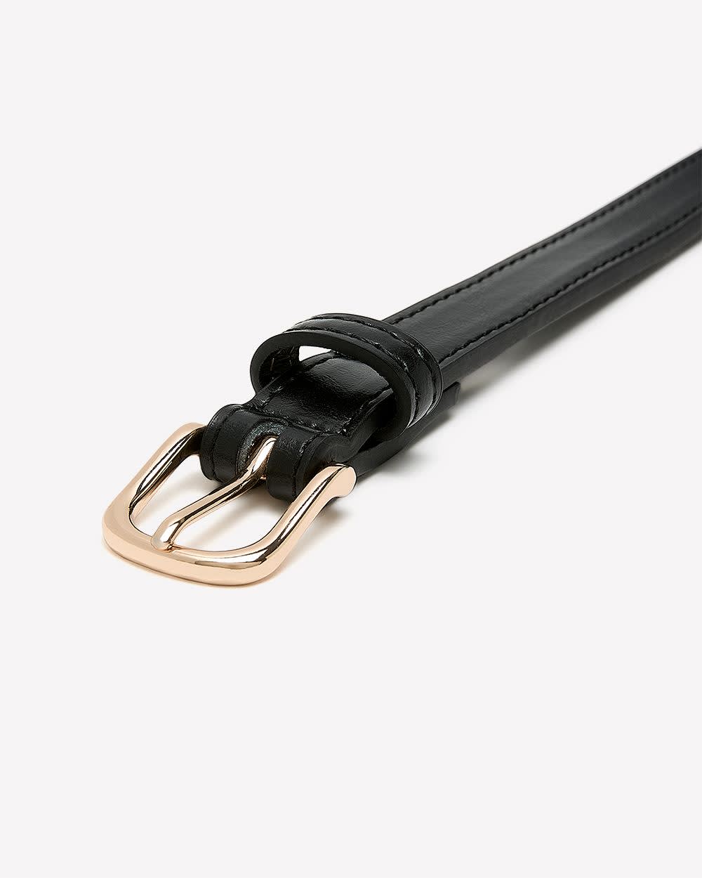 Black Metal Trim Denim Belt Black