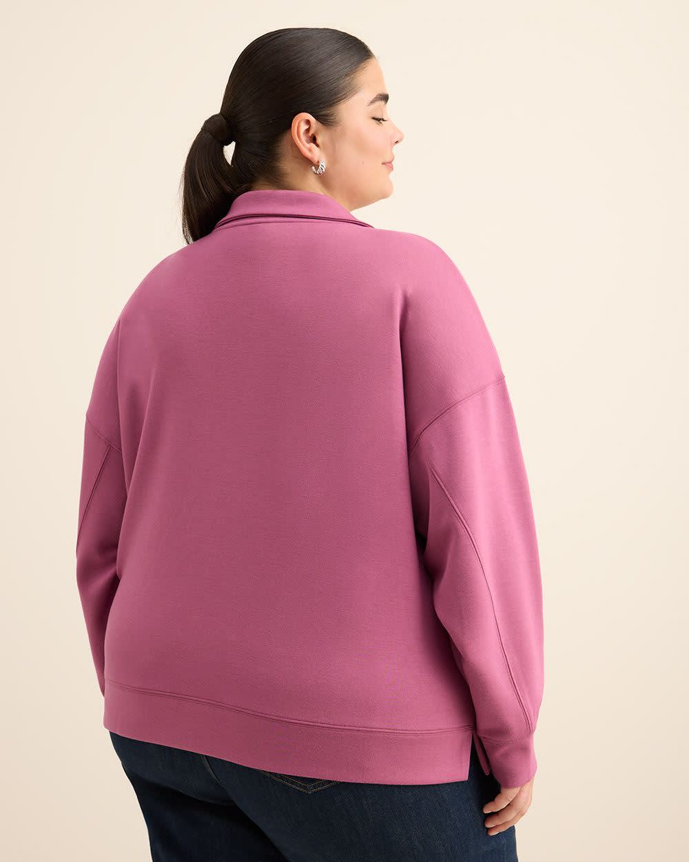 Long-Sleeve Zippered Mock-Neck Top Damson 3 Long-Sleeve Zippered Mock-Neck Top Damson