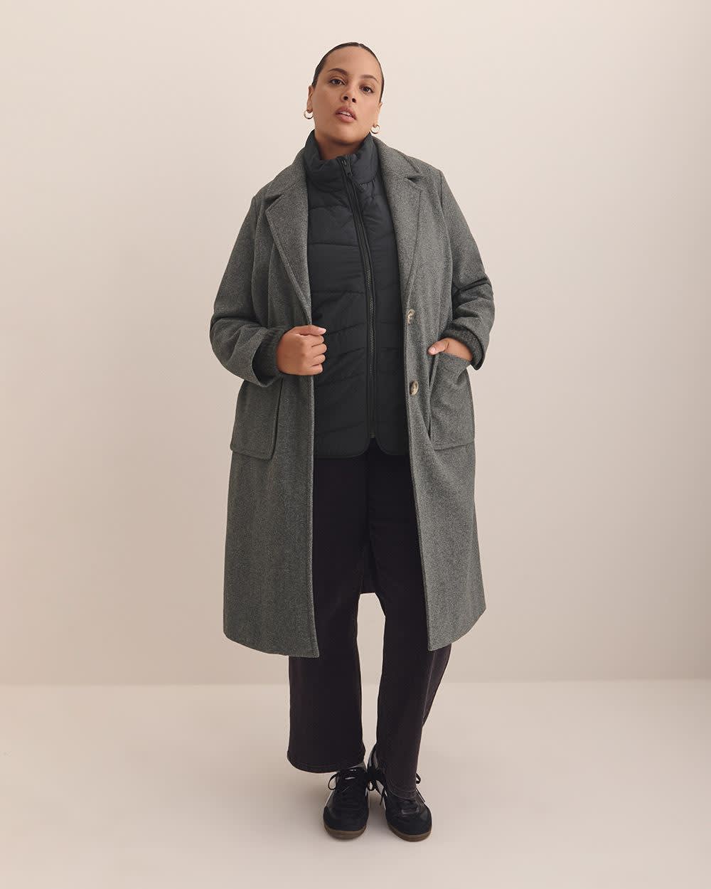 Long Unlined Car Coat Grey mix