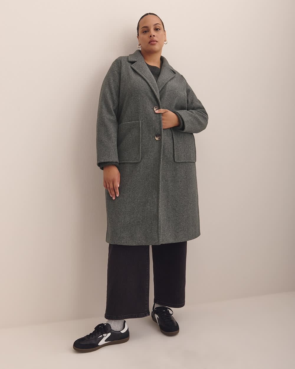Long Unlined Car Coat Grey mix