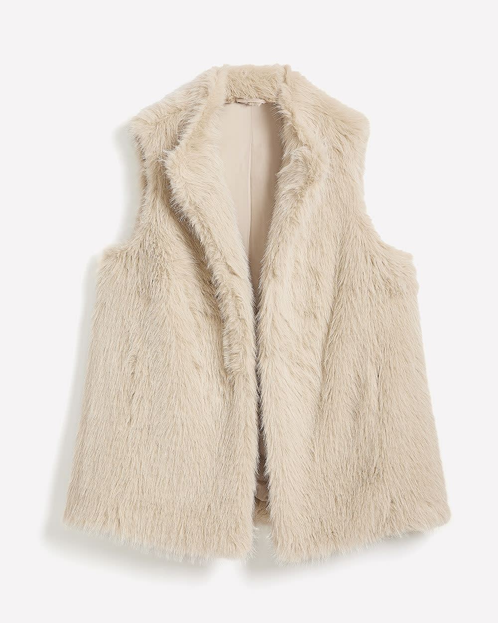 Long Faux-Fur Vest Sand- 6 Long Faux-Fur Vest Sand-