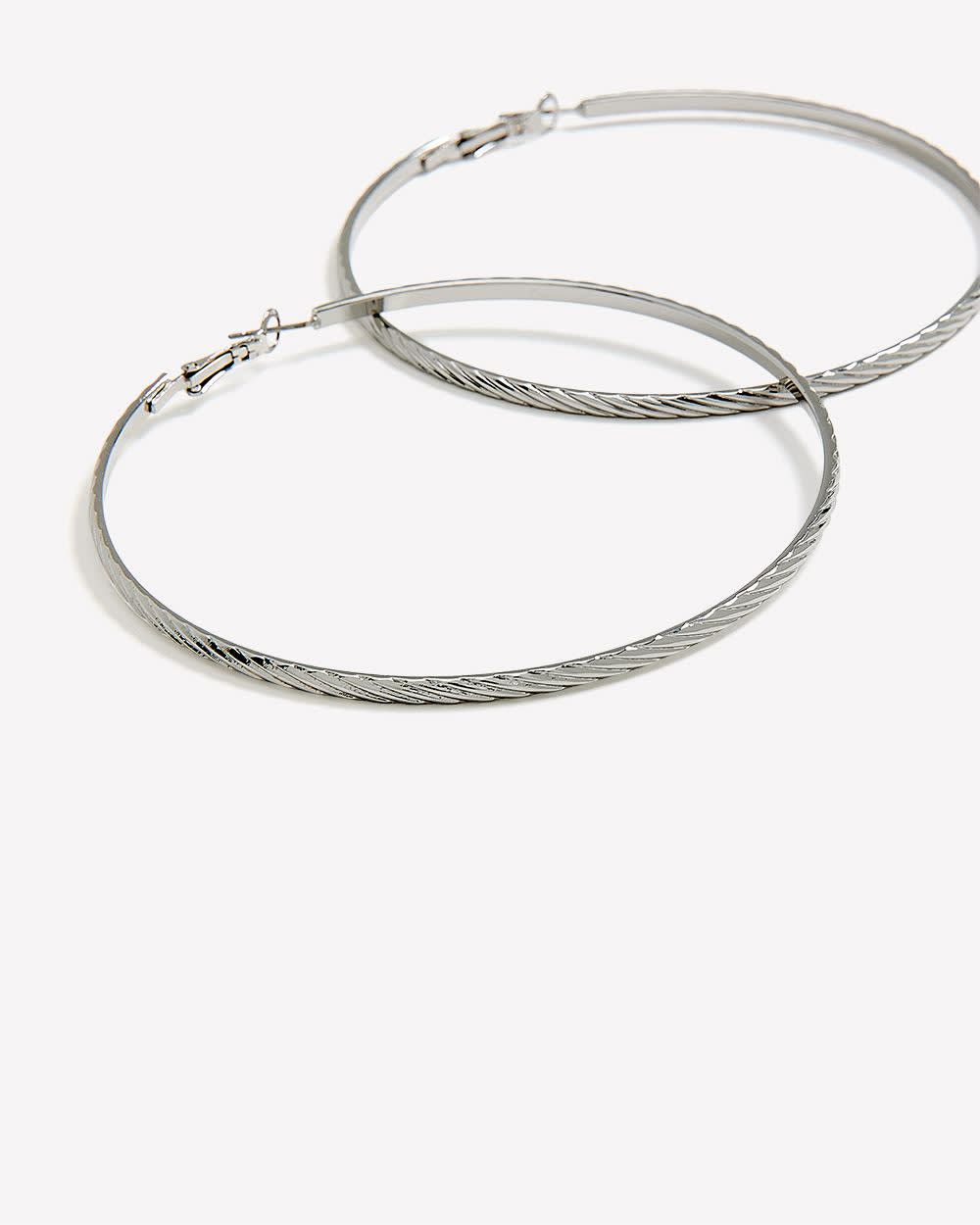 Big Silver Hoop Earrings Silver