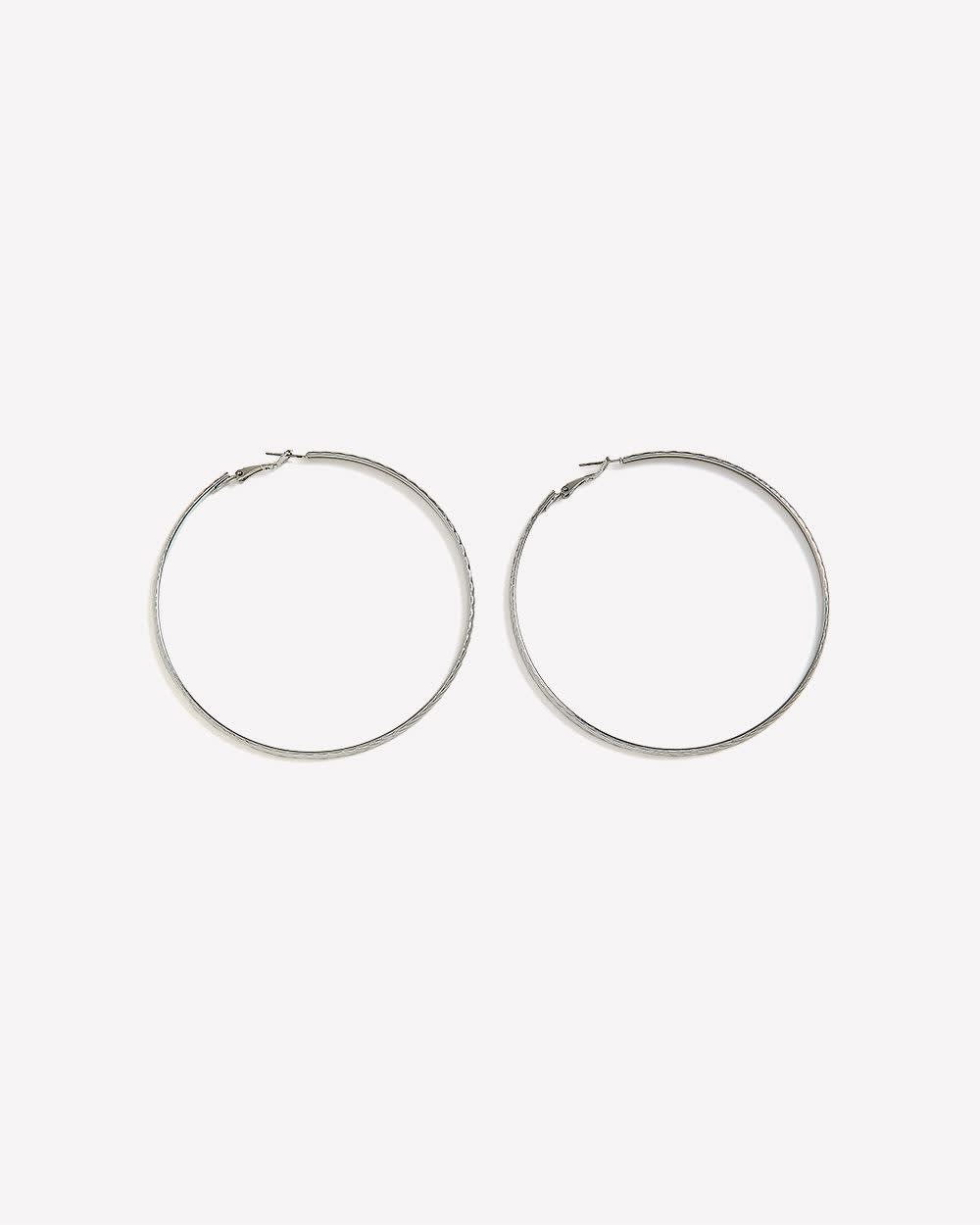 Big Silver Hoop Earrings Silver