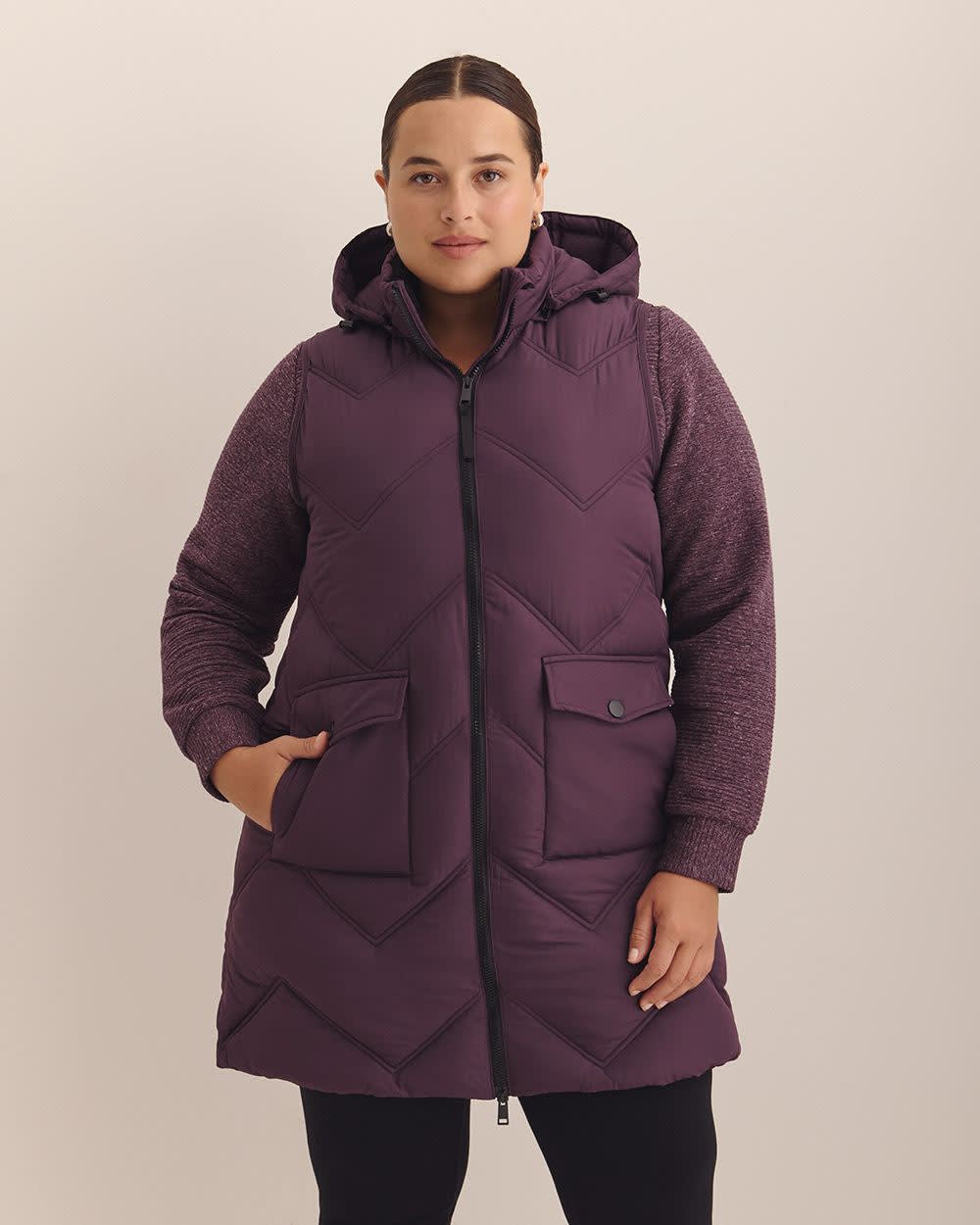 Responsible, Long Hooded Vest - Active Zone Plum perfect