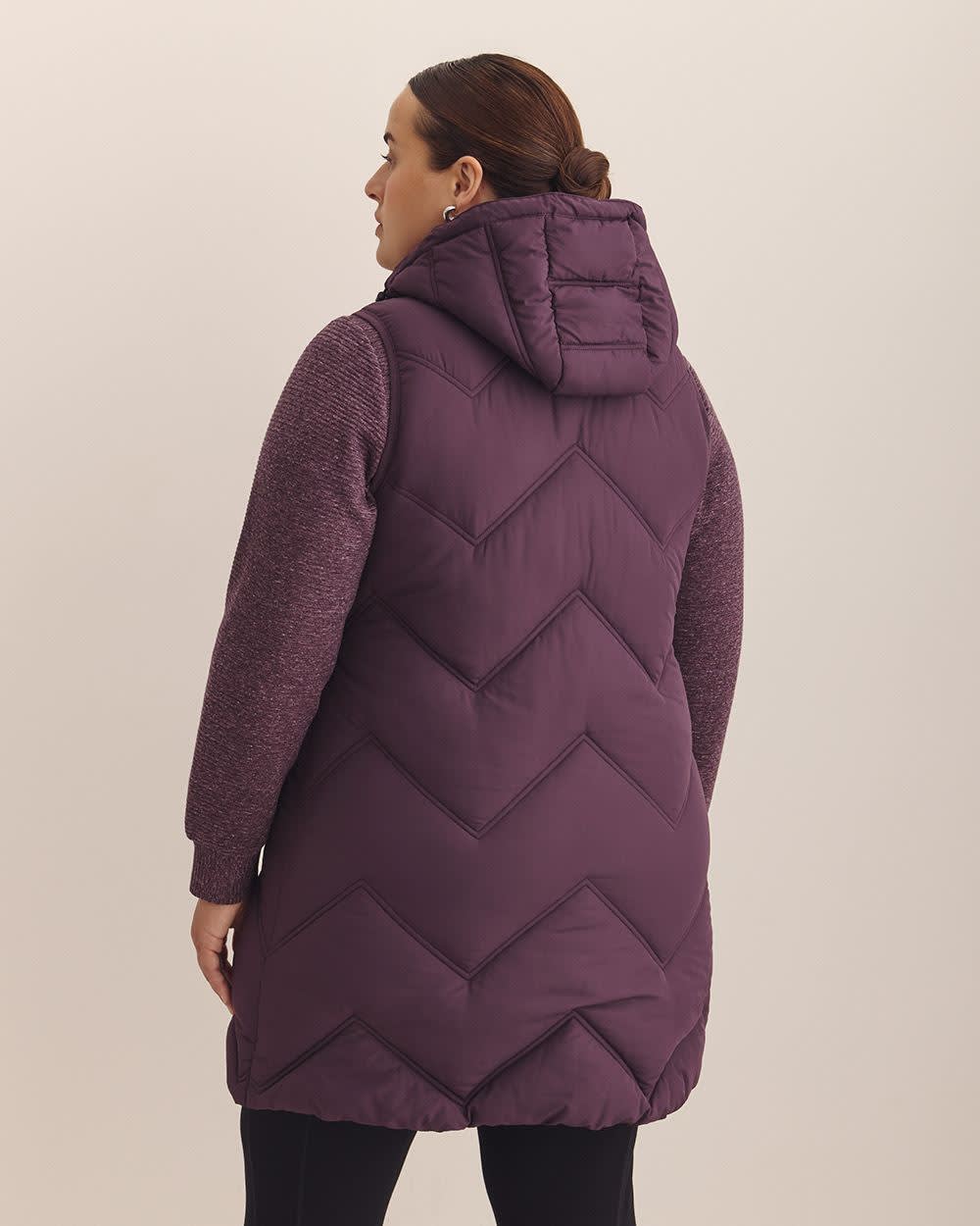 Responsible, Long Hooded Vest - Active Zone Plum perfect
