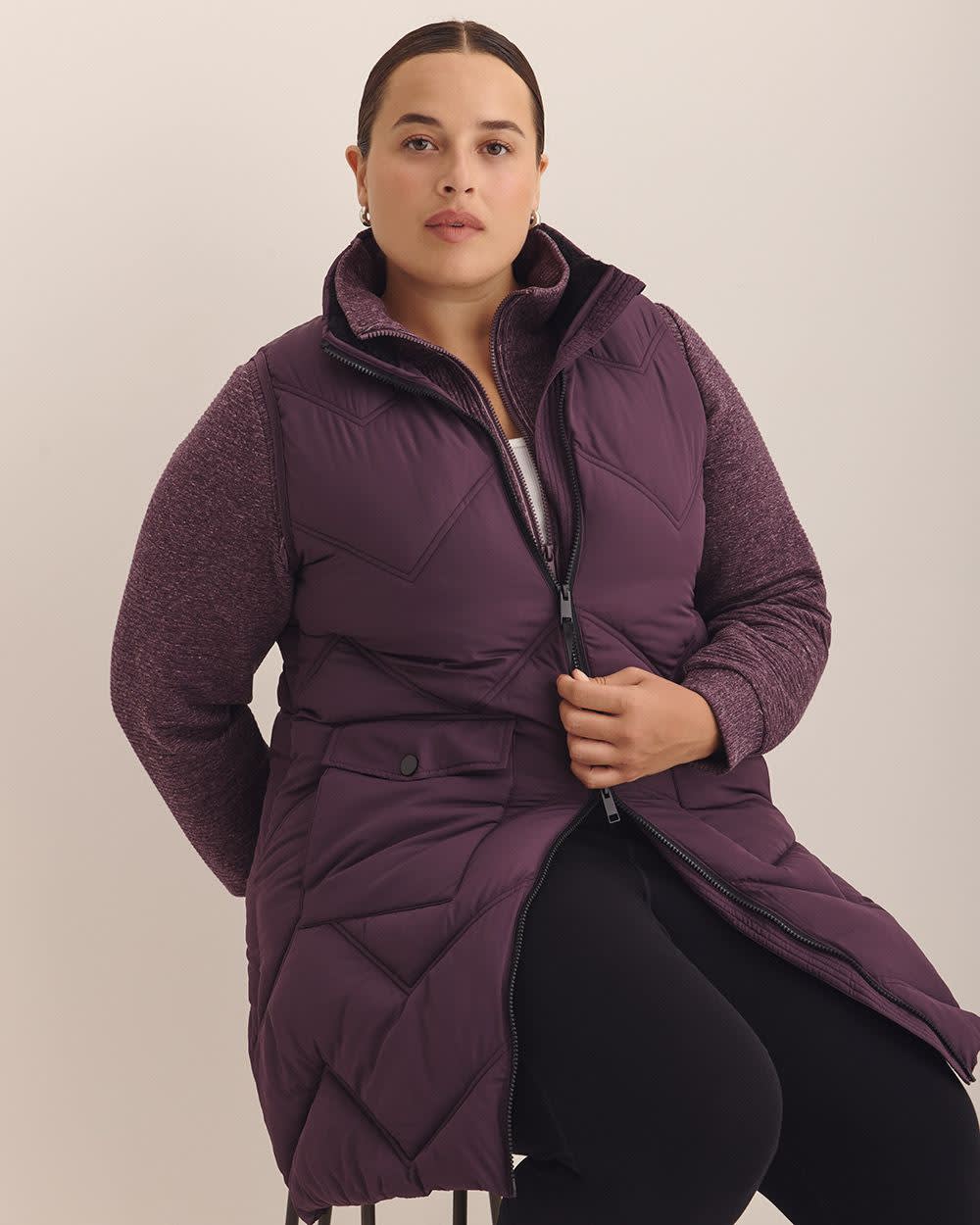 Responsible, Long Hooded Vest - Active Zone Plum perfect