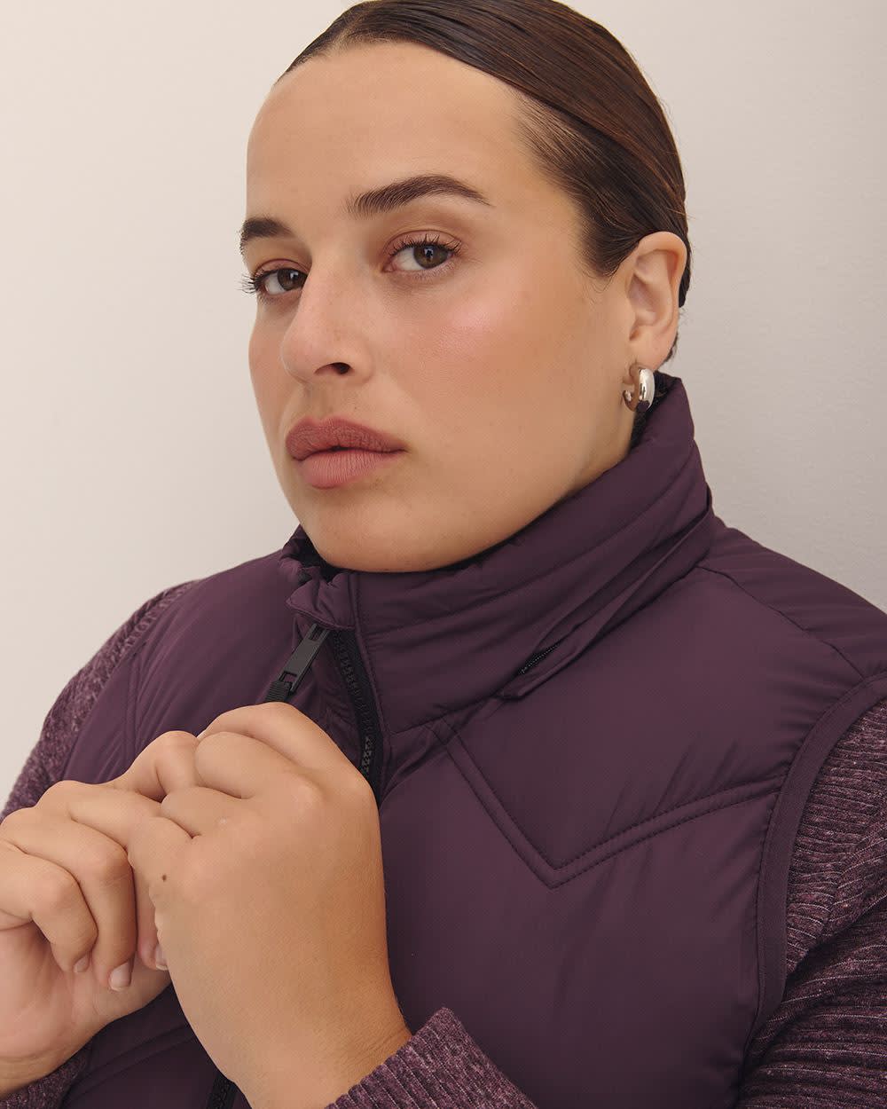 Responsible, Long Hooded Vest - Active Zone Plum perfect