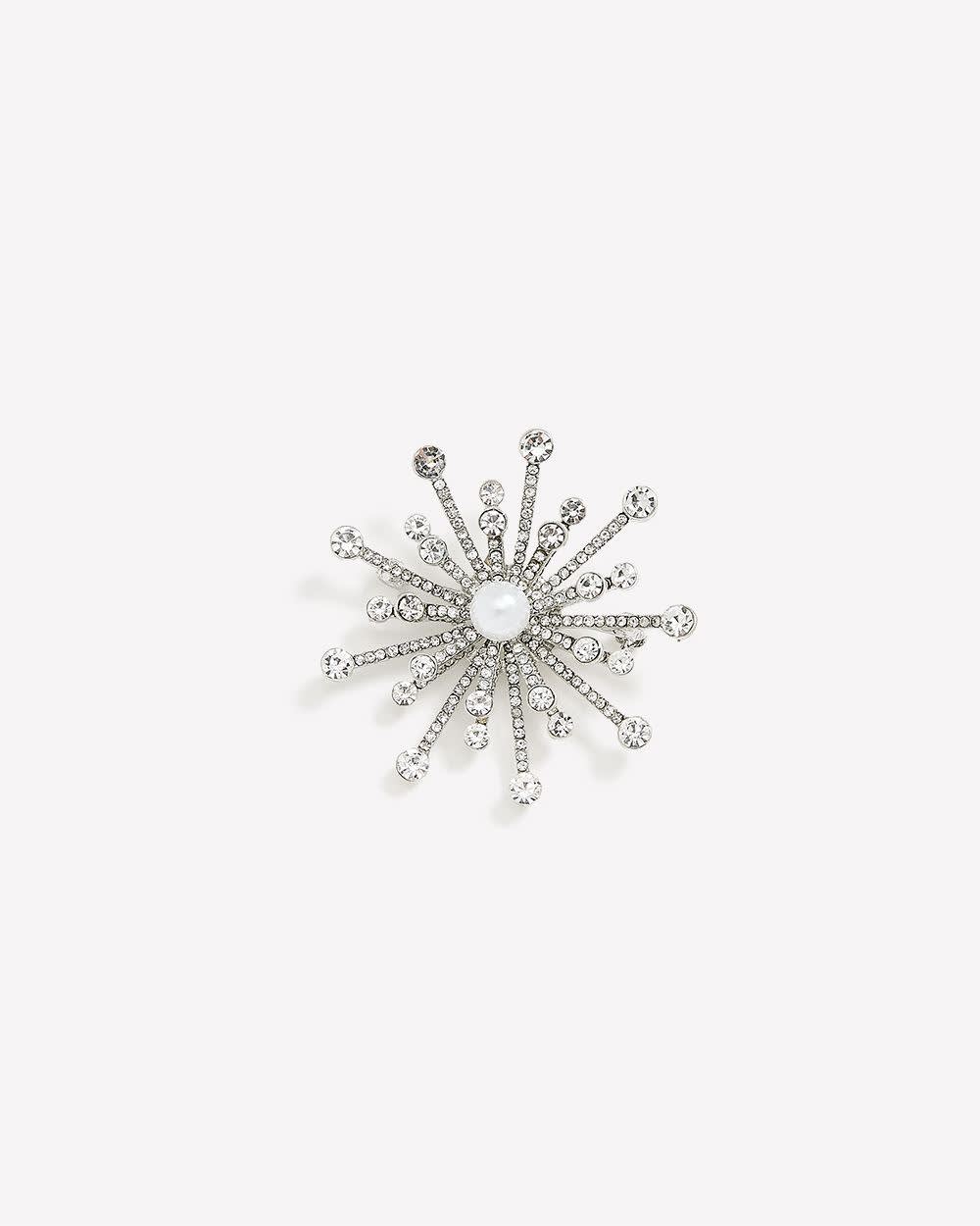 Silver Rhinestone Brooch with Pearl Silver 1 Silver Rhinestone Brooch with Pearl Silver