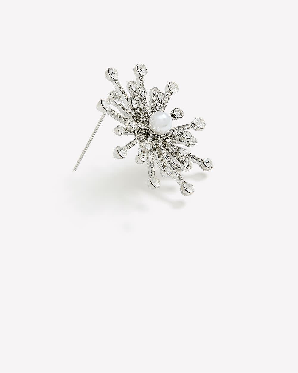 Silver Rhinestone Brooch with Pearl Silver 2 Silver Rhinestone Brooch with Pearl Silver