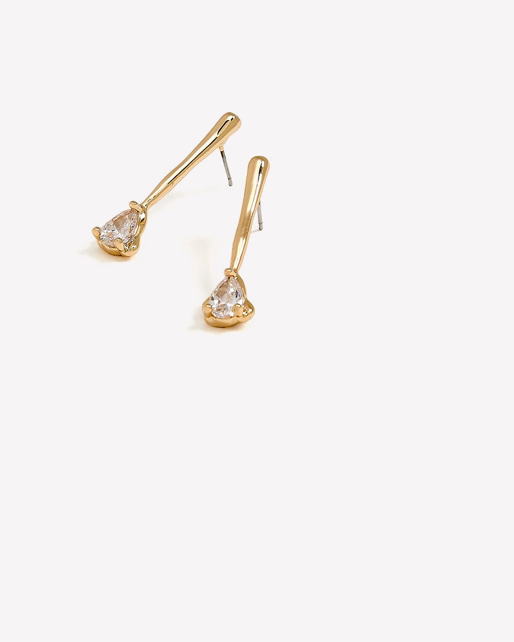 Golden Pendant Stick Earrings with Stone Drop Gold 1 Golden Pendant Stick Earrings with Stone Drop Gold