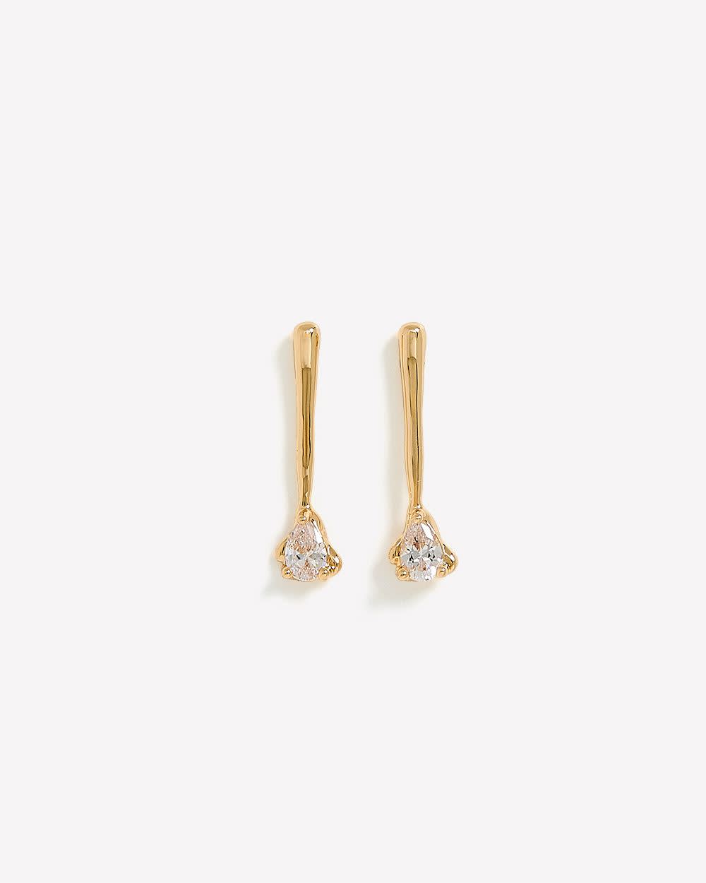 Golden Pendant Stick Earrings with Stone Drop Gold 2 Golden Pendant Stick Earrings with Stone Drop Gold