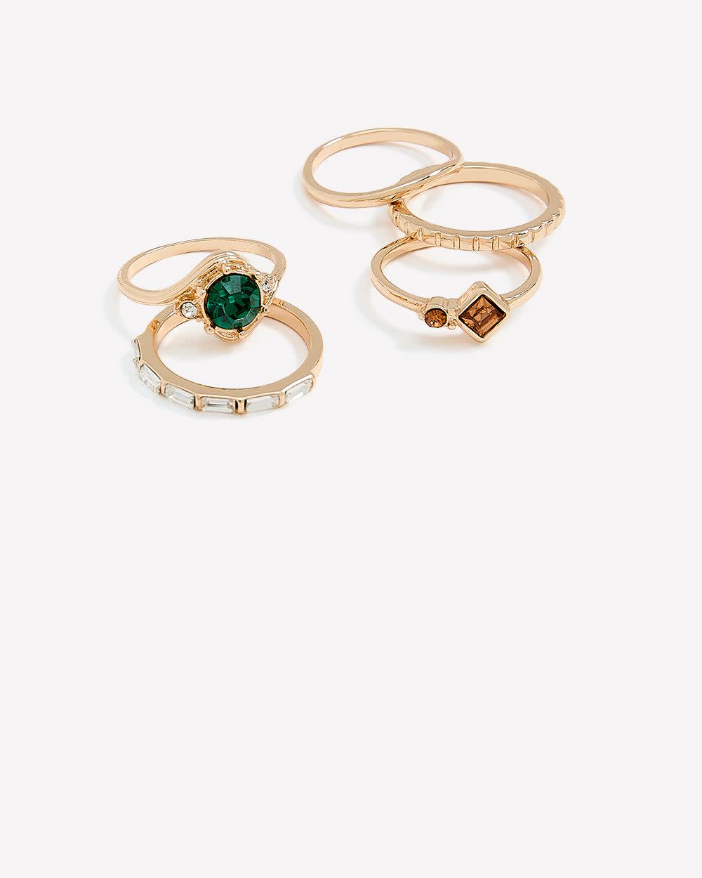 Golden Assorted Rings with Stones Gold 1 Golden Assorted Rings with Stones Gold