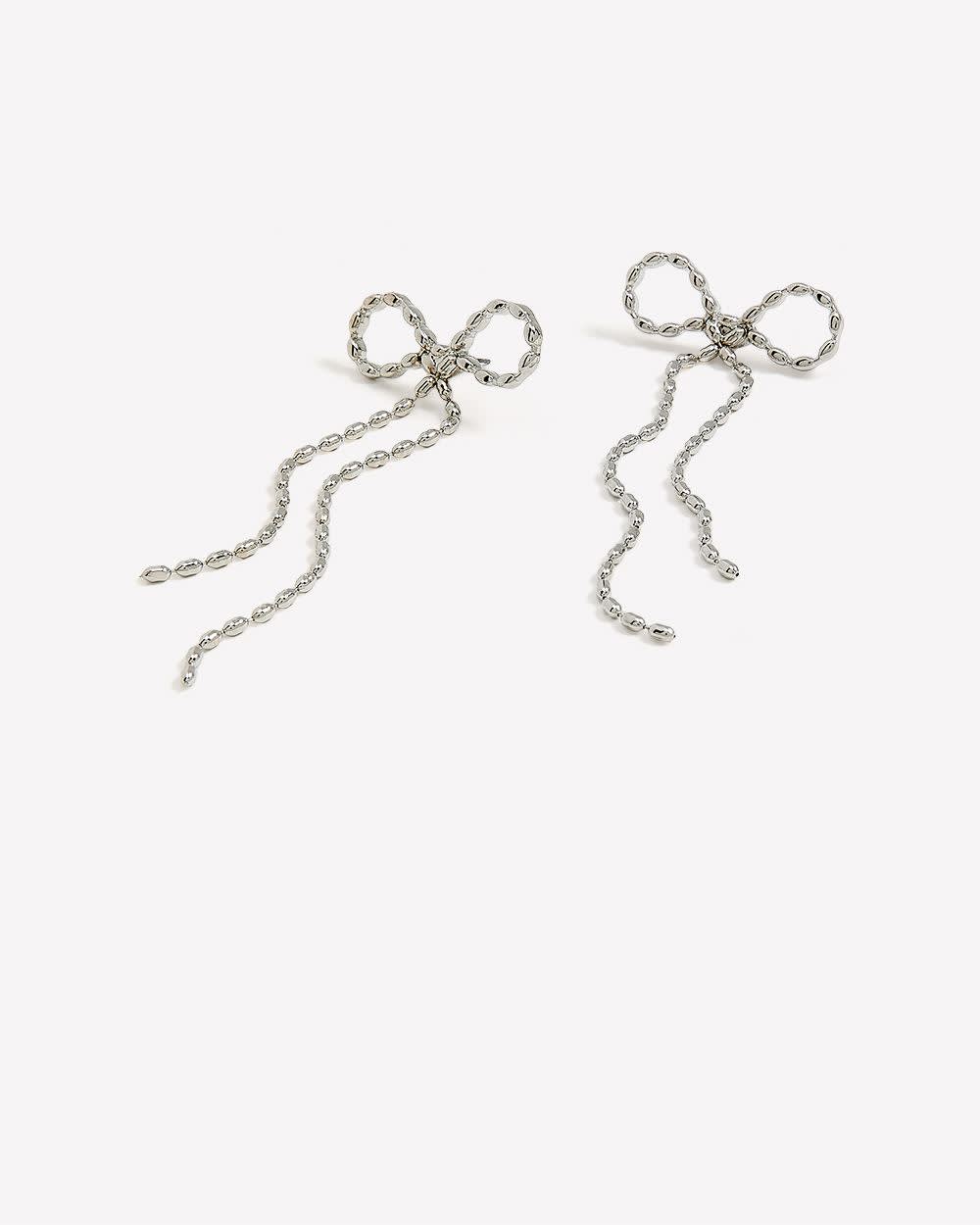 Bow Shape Pendant Earrings Silver 1 Bow Shape Pendant Earrings Silver