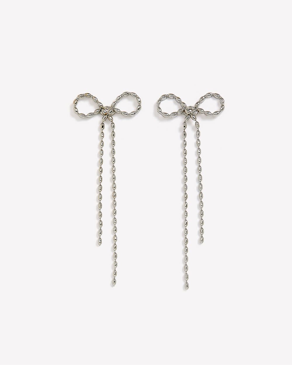 Bow Shape Pendant Earrings Silver 2 Bow Shape Pendant Earrings Silver