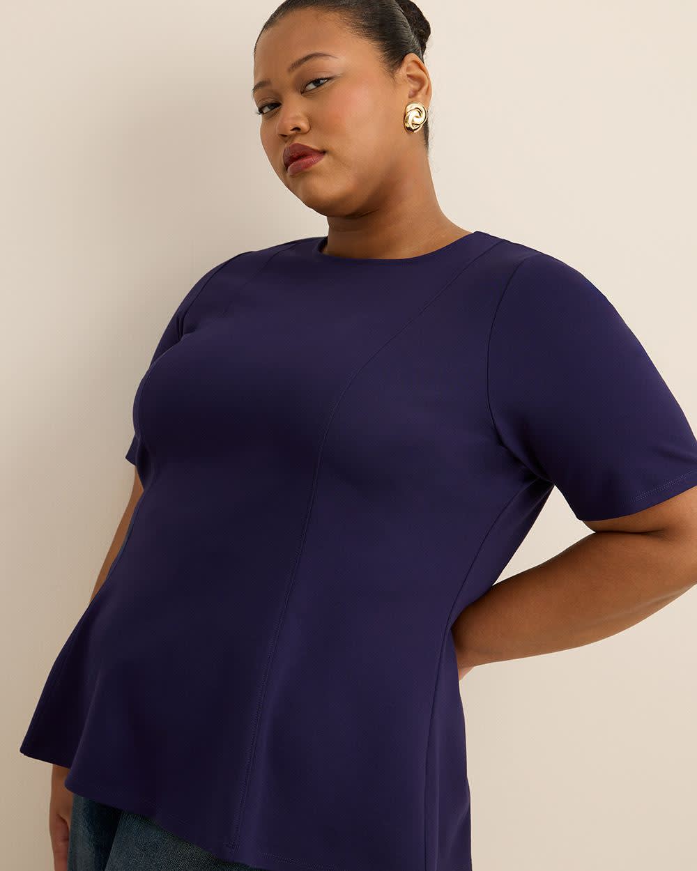 Fit and Flare Crewneck Knit Top Astral aura