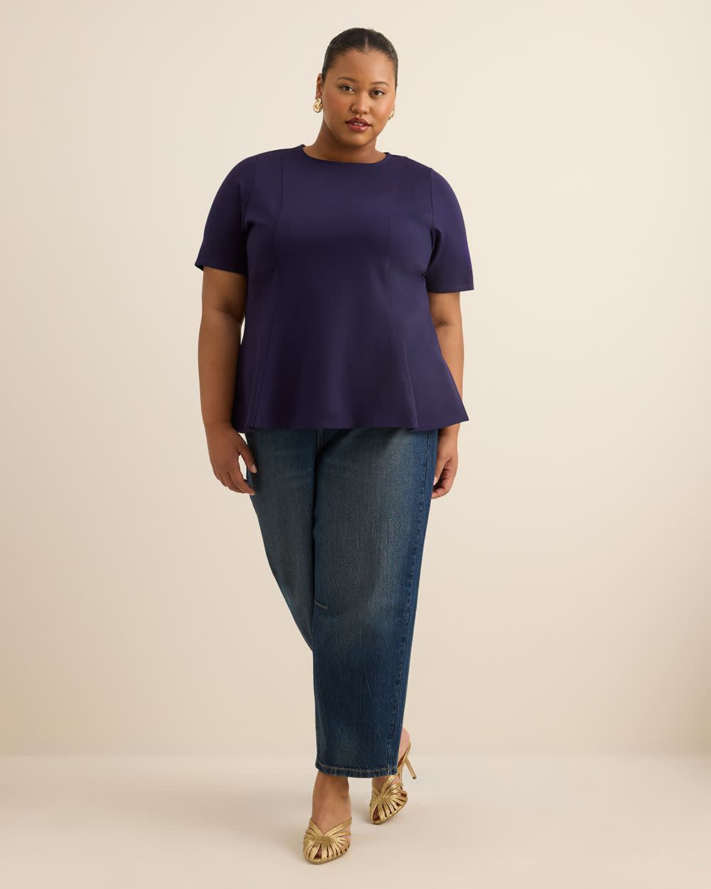 Fit and Flare Crewneck Knit Top Astral aura