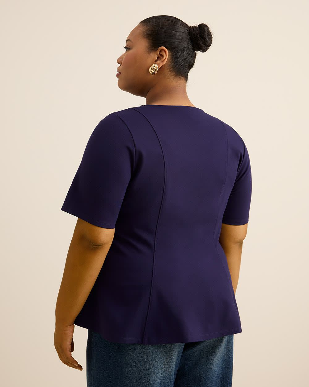 Fit and Flare Crewneck Knit Top Astral aura
