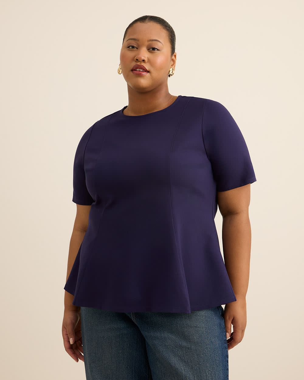 Fit and Flare Crewneck Knit Top Astral aura