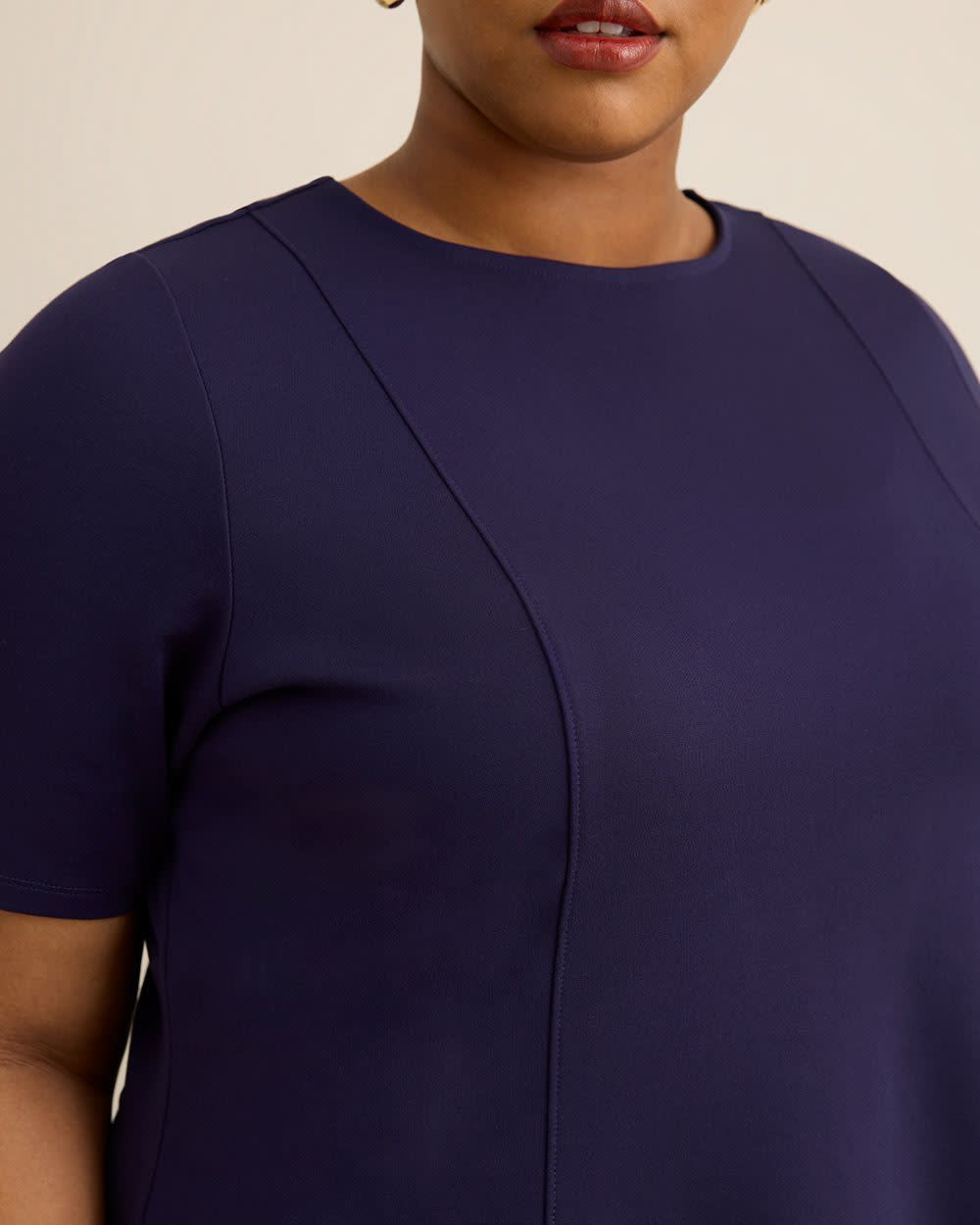 Fit and Flare Crewneck Knit Top Astral aura