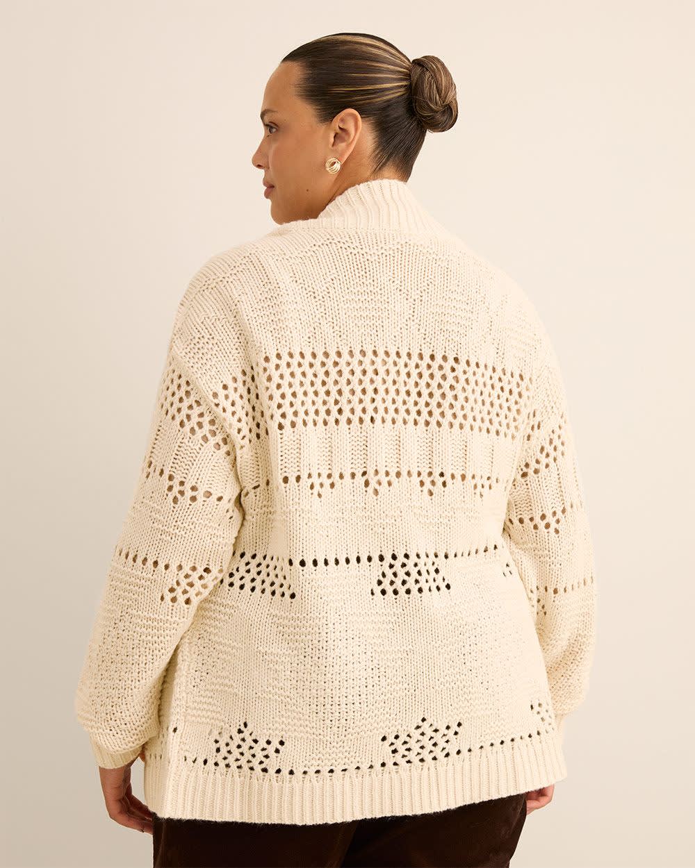 Open Tunic Cardigan with Tassels Cream- 3 Open Tunic Cardigan with Tassels Cream-