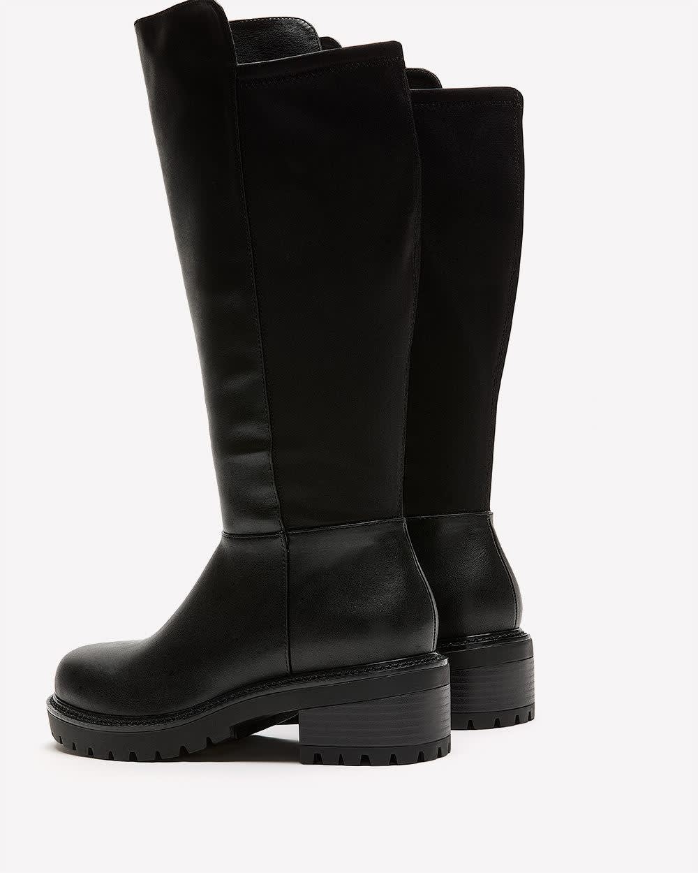 Extra Wide Width and Wide Calf, Tall Black Faux Leather Boot Black