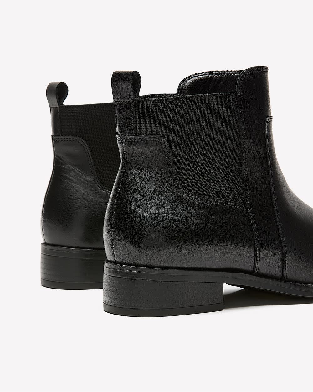 Extra Wide Width, Black Leather Chelsea Bootie Black