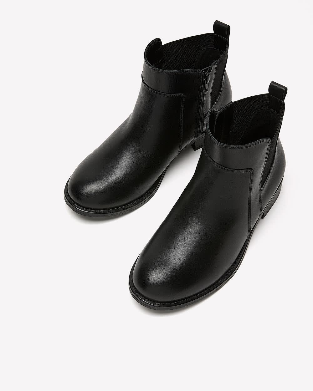 Extra Wide Width, Black Leather Chelsea Bootie Black 4 Extra Wide Width, Black Leather Chelsea Bootie Black