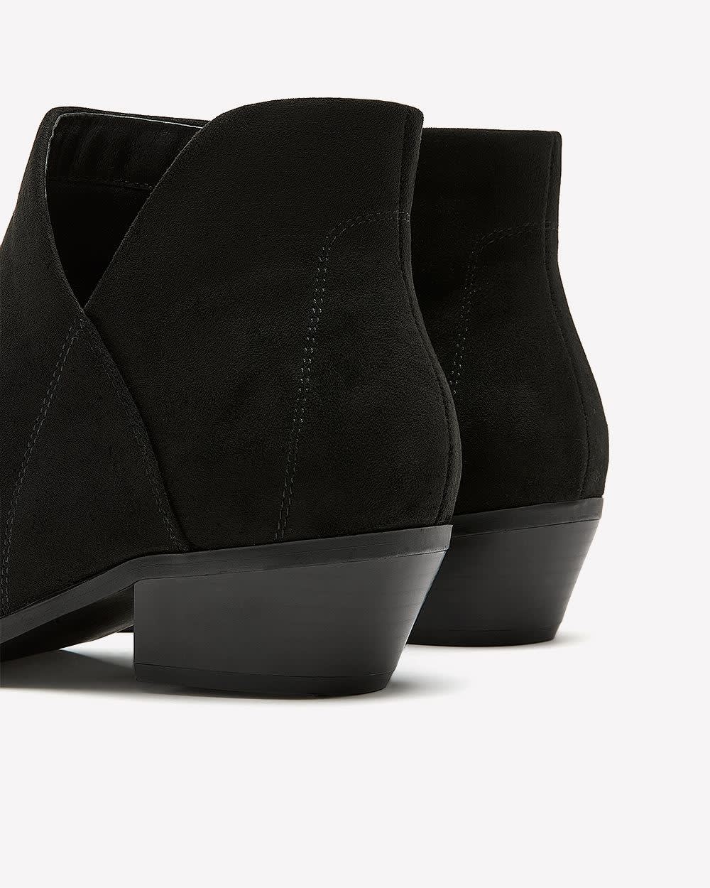 Extra Wide Width, Black Faux Suede Bootie with Side Zipper Black