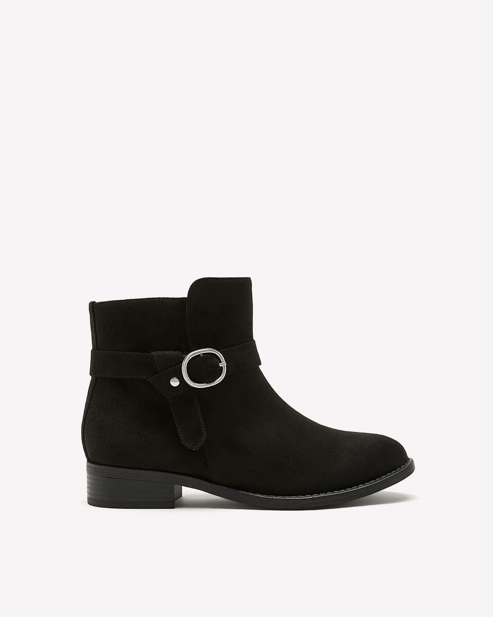 Extra Wide Width, Microsuede Bootie with Foldover Buckle Black